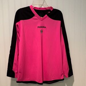 Diadora Vivid Pink and Black V-Neck Jersey Size YL